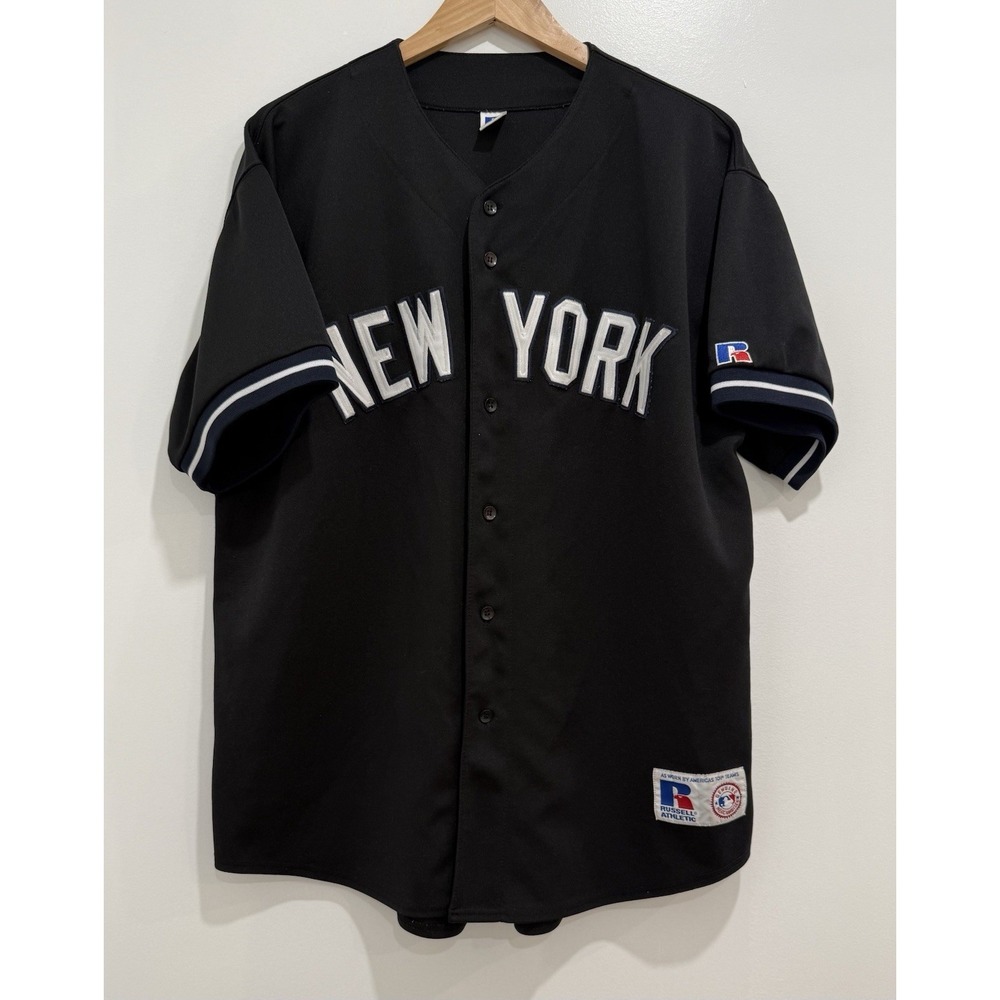 Vintage Russell Athletic New York Yankees Black Baseball Jersey Men's Sz XL MLB